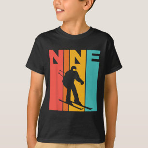 9. Geburtstag Retro Skifahren 9 Jahre alter Jungen T-Shirt