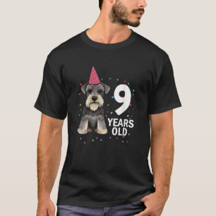 9. Geburtstag Schnauzer Hundeliebhaber Welpe 9. T-Shirt