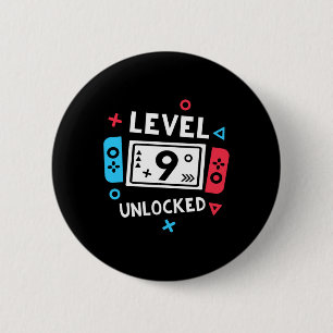 9. Geburtstag Shirt Junge Stufe 9 Entsperrtes Vide Button