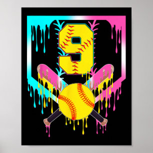 9. Geburtstag Softll Home Plate Tropf Eiscreme 9 J Poster