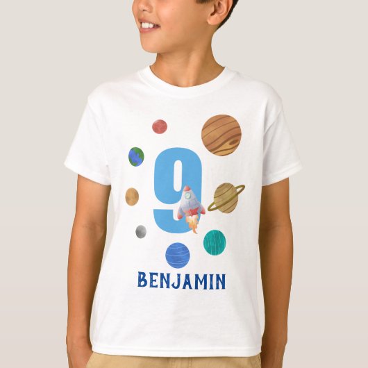9. Geburtstag Sonnensysteme Planeten T-Shirt (Vorderseite)