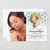 9. Geburtstag Star Confetti Portrait Einladung (Vorne/Hinten)