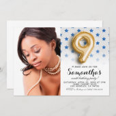 9. Geburtstag Star Confetti Portrait Einladung (Vorne/Hinten)