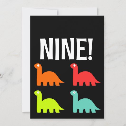 9. GEBURTSTAG T-REX DINOSAUR Party Einladungen (Vorderseite)