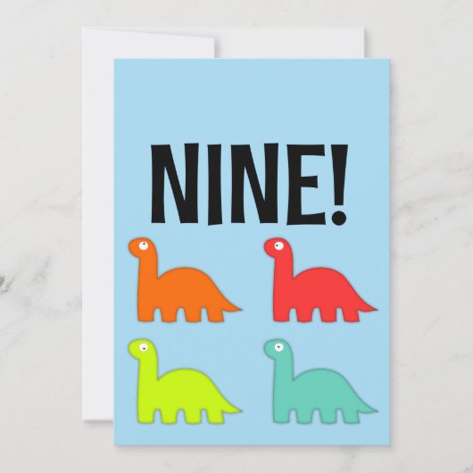 9. GEBURTSTAG T-REX DINOSAUR Party Einladungen (Vorderseite)