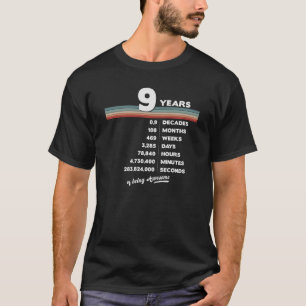 9. Geburtstag Vintag 9 Jahre alter Retro 108 Monat T-Shirt