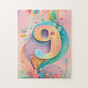 9. Geburtstag Whimsy Colorful Art Blume Botanisch Puzzle