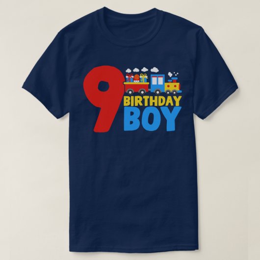 9. Geburtstag Züge Geburtstagskinder T-Shirt (Design vorne)