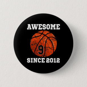 9. Geburtstags Basketball Fan Geschenk 9 Jahre Alt Button