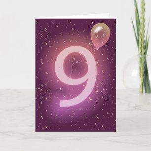 9. Geburtstags-Neonlicht und Ballon Karte