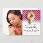 9. Geburtstags-Punkt-Portrait Einladung (Vorne/Hinten)