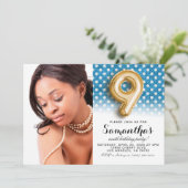 9. Geburtstags-Punkt-Portrait Einladung (Stehend Vorderseite)