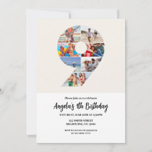 9. Geburtstagseinladung Minimalistisch - Nummer 9 Einladung