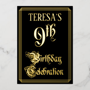 9. Geburtstagsfeier — Elegante Schrift & Benutzerd Folieneinladung