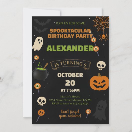 9. Geburtstagsfeier | Spooky Boo-Day Einladung (Vorderseite)