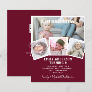 9. Geburtstagsfoto Collage Invite Boy Girl Mixed