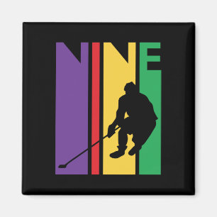 9. Geburtstagsgeschenk Nine Colorful Hockey Geburt Magnet