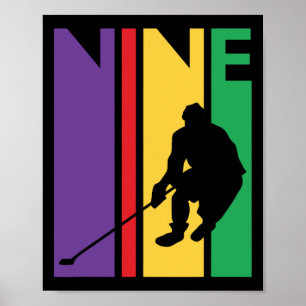 9. Geburtstagsgeschenk Nine Colorful Hockey Geburt Poster