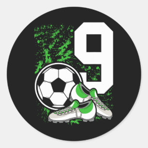 9. Geburtstagskinder 9 Jahre Fußball-Spieler B Runder Aufkleber