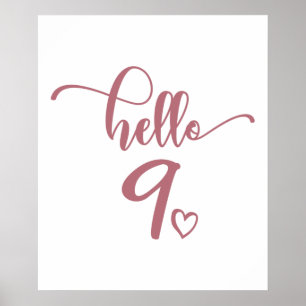 9. Geburtstagskinder Hallo Neun Niedlichen 9 Jahre Poster