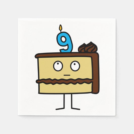 9. Geburtstagskuchen mit Kerzen Serviette (Vorderseite)