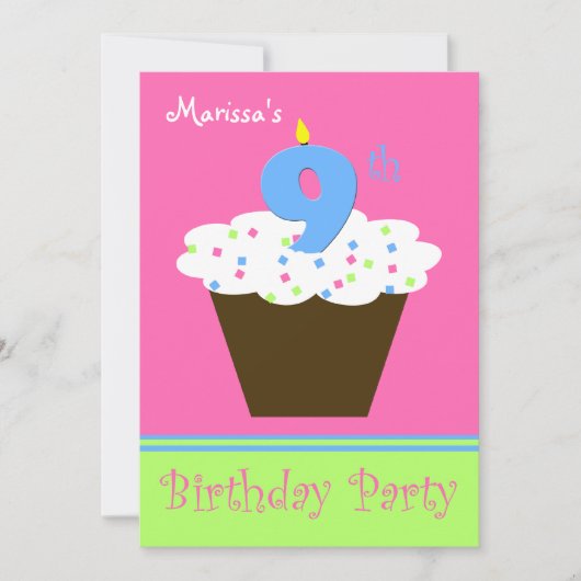 9. Geburtstagsparty Einladung 9 Kerze (Vorderseite)