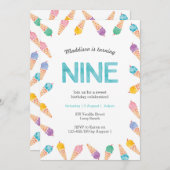 9. Geburtstagsparty | Einladung von Regenbogeneis (Vorne/Hinten)