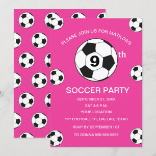 9. Geburtstagsparty Fußball Pink Girls Sport Einladung
