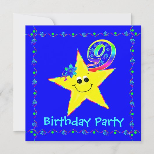 9. Geburtstagsparty lädt ein Einladung (Vorderseite)