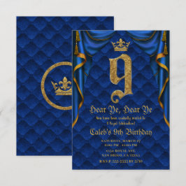 9. Geburtstagsparty Royal Blue Gold Crown Einladung
