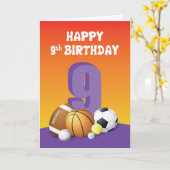 9. Geburtstagssportbälle Karte (Gelbe Blume)