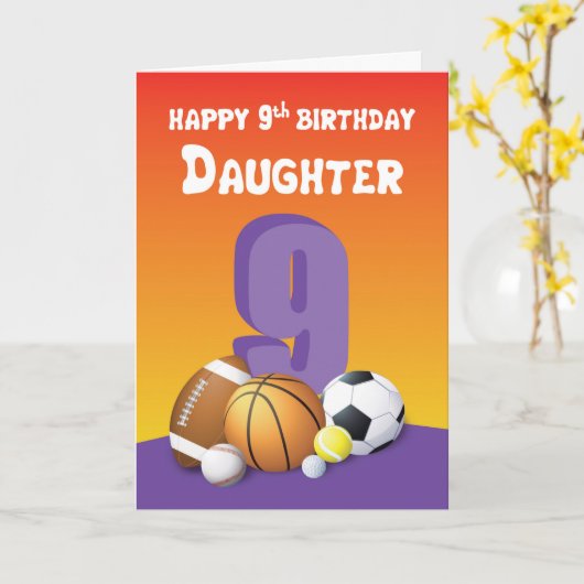 9. Geburtstagssportbälle Karte (Gelbe Blume)