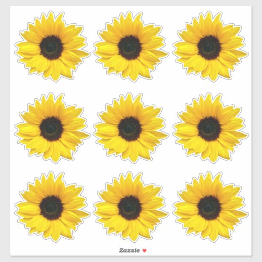 9 Gelbe Sonnenblume Blume Kiss-Cut Stickers Aufkleber (Blatt)