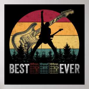 9 Gitarrist Dad Gitarrenakkord Dad Vintage Sonnenu Poster