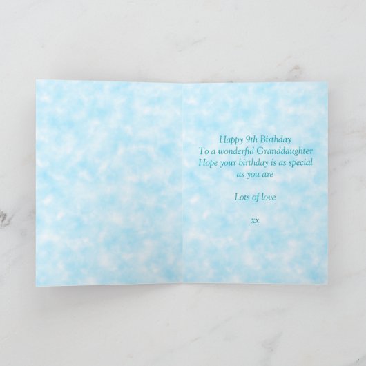 9. Grandtochter Blue Fairy Birthday Karte (Innenseite)