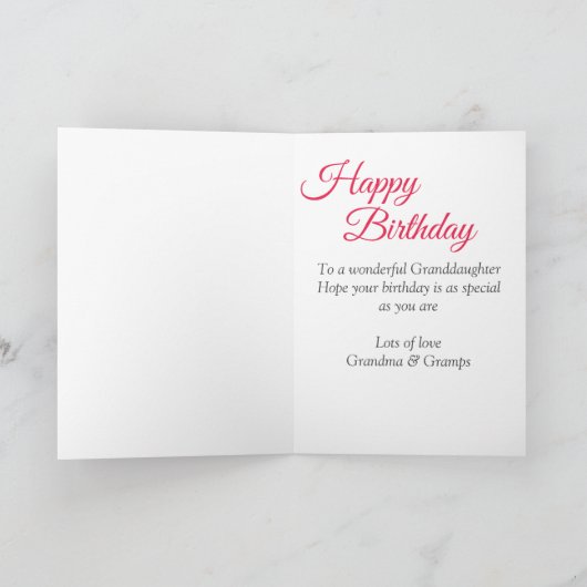 9. Großtochter Pink Fairy Birthday Karte (Innenseite)