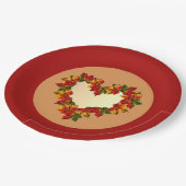 9" Herbstlaub für Papierplatte Herzdesign Pappteller (Schrägansicht)