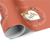 9. Hochzeitsjubiläum Terracotta - Herz - Medallion Geschenkpapier (Rolleneckpunkt)