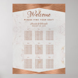 9 Hochzeitskartentabelle aus Kupfer, Marmormetall Poster
