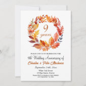 9. Hochzeitstag Herbst Blumengarten Einladung (Vorderseite)