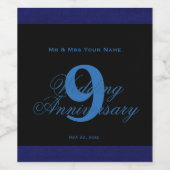 9. Hochzeitstag, Jahrgang 1998 Weinetikett (Einzelnes Label)