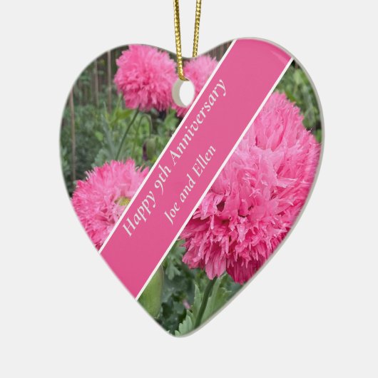 9. Hochzeitstag, Mohn Keramik Ornament (Links)