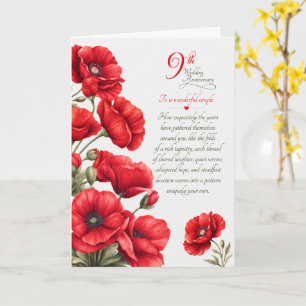 9. Hochzeitstag Sentimentale Rote Mohnblumen Karte