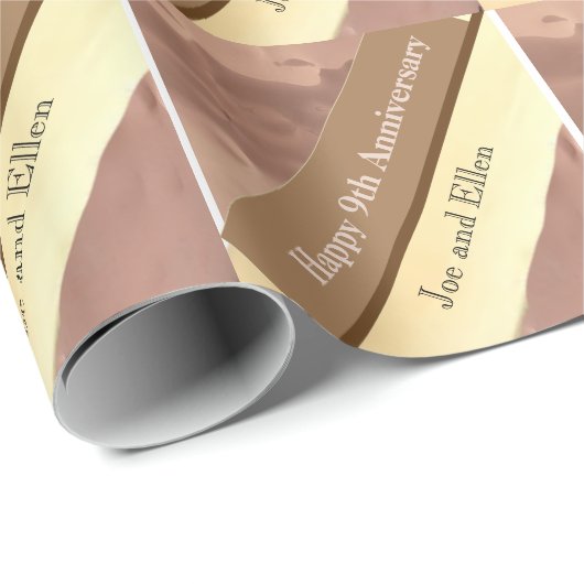 9. Hochzeitstag, Willow und Copper Geschenkpapier (Rolleneckpunkt)