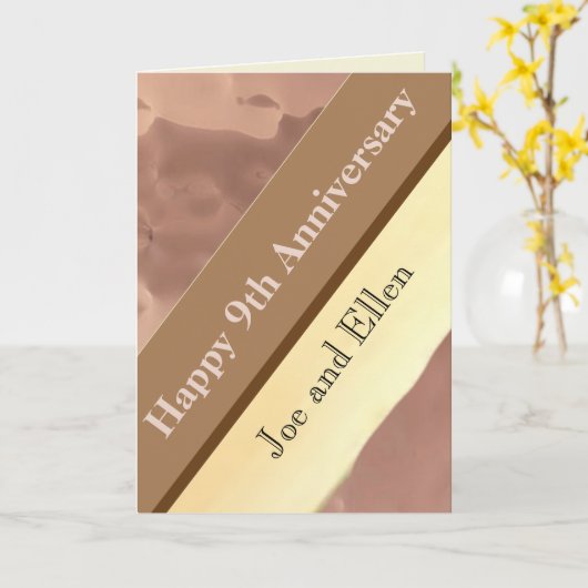 9. Hochzeitstag, Willow und Copper Karte (Gelbe Blume)