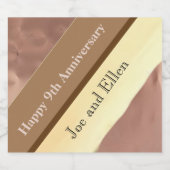 9. Hochzeitstag, Willow und Copper Schaumweinetikett (Einzelnes Label)