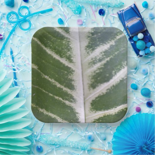 9 Inch Elegant Green Leaf Design Pappteller (Party)
