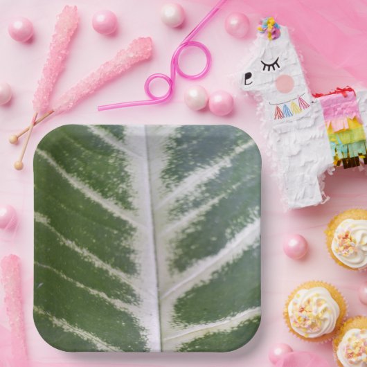 9 Inch Elegant Green Leaf Design Pappteller (Party)