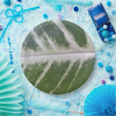 9 Inch Elegantes grünes Leaf mit zarter weißer Lin Pappteller (Party)