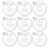 9 individuelle Namen Danke Nachricht Hochzeit Weiß Aufkleber (Vorderseite)